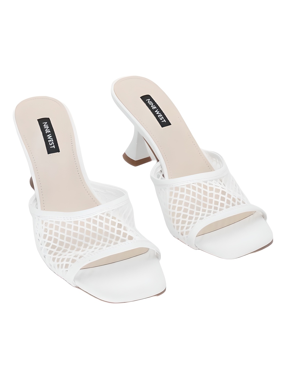 Nine West Cabana Mesh Square Toe Slide Sandals Snow White Size 8.5M